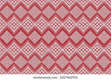 seamless pattern red and white Squares Pixel Art Pattern. Checked Monochrome Seamless Pattern for Modern Design in Flat Style. Tileable Geometric Vector Background.