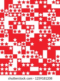 Seamless pattern with red and white stars