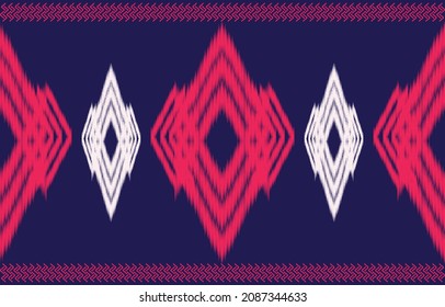 Seamless pattern, red and white sweater fabric pattern, Christmas and New Year winter ikat, Santa Claus apparel knitting pattern.