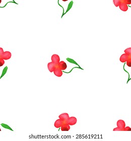 Seamless pattern of red wildflower. Watercolor.