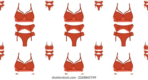 Patrón sin foco con ropa interior de mujer roja. Ilustración del vector