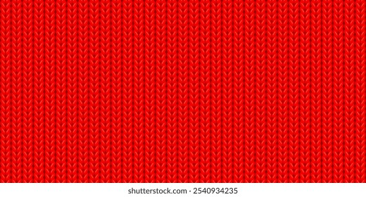 Seamless pattern of red wool knitting, Christmas sweater texture. Abstract background of knitwear cloth fabric, material of woven wool or cotton yarn for winter sweater or plaid, vector illustration