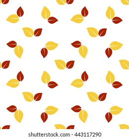 Seamless pattern with red and yellow autumn leaves. Vector illustration.