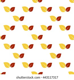 Seamless pattern with red and yellow autumn leaves. Vector illustration.