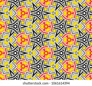 Seamless pattern of red, yellow, black, and gray shades