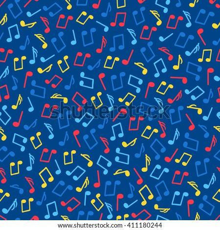 Seamless Pattern Red Yellow Blue Music Stock Vector Royalty Free