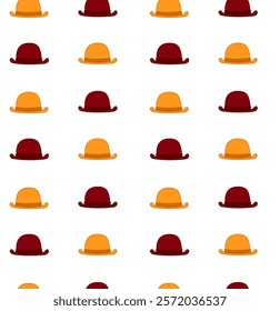 Seamless Pattern with red and yellow hats. Graphic line Background Vector Illustration on transparent background

