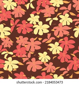 seamless pattern of red and yellow lilies on a dark background