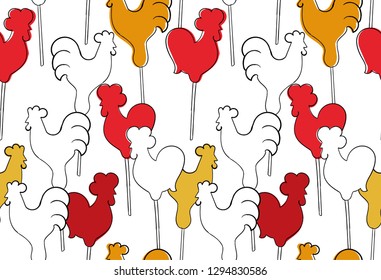 Seamless pattern with red and yellow lollipops