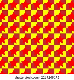 Nahtloses Muster mit roten und gelben Sternen. Vektorgrafik.