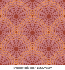 seamless pattern of red-orange floral ornament. Vector image eps 10