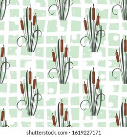 Seamless Pattern with reed on stripes. Vector Illustration