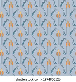 Seamless pattern with reed plant