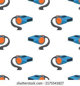 Seamless pattern with referee whistle doodle outline vector