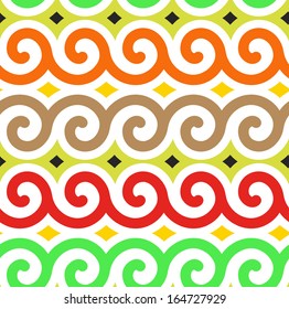 Seamless pattern with reflected colored waves