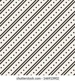 Seamless pattern. Regular texture with a diagonal direction. Stripes and dots