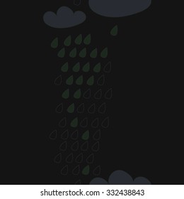 Seamless pattern  of rein motif,  spots, hole, rain,clouds, drops. Hand drawn.