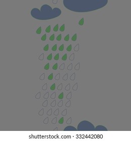Seamless pattern  of rein motif,  spots, hole, rain,clouds, drops. Hand drawn.
