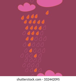 Seamless pattern  of rein motif,  spots, hole, rain,clouds, drops. Hand drawn.