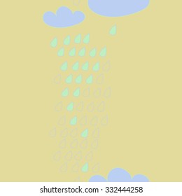 Seamless pattern  of rein motif,  spots, hole, rain,clouds, drops. Hand drawn.
