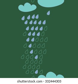 Seamless pattern  of rein motif,  spots, hole, rain,clouds, drops. Hand drawn.