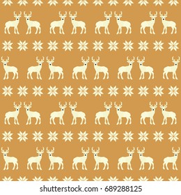 seamless pattern reindeer animal star Christmas on brown background vector wallpaper textile