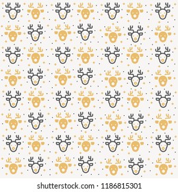 Seamless Pattern with Reindeer. Holiday Paper Design. 