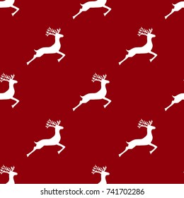 Seamless pattern, reindeer on a red background
