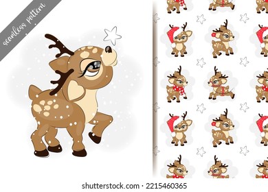 Seamless pattern with reindeer, vector illustration