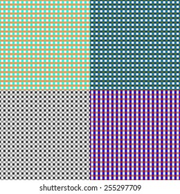  Seamless pattern reminded Scottish fabric.A set of four illustrations.
