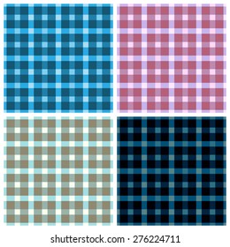  Seamless pattern reminded Scottish fabric.A set of four illustrations.