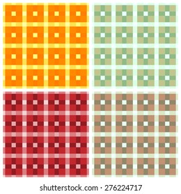  Seamless pattern reminded Scottish fabric.A set of four illustrations.
