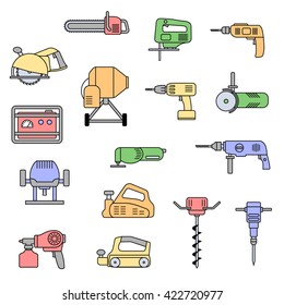 Seamless pattern of repair tool icons. Home repair signs. Worker tools. Isolated on white background. Tools background. Vector illustration.