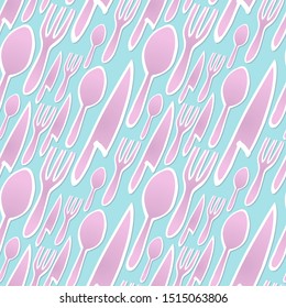 seamless pattern repeat of cutlery including knife fork and spoon