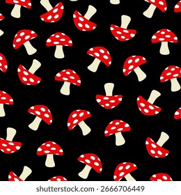 Seamless pattern repeat of mushrooms. mushroom background. Seamless background with mushroom
