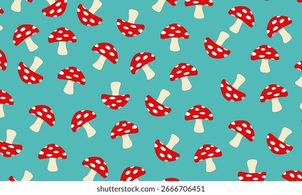 Seamless pattern repeat of mushrooms. mushroom background. Seamless background with mushroom
