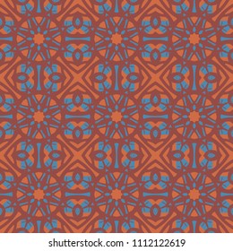 Seamless pattern repeat vector ramadan background. Islamic abstract geometric texture design. Arabic trendy surface fabric.