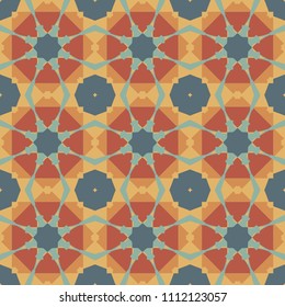 Seamless pattern repeat vector ramadan background. Islamic abstract geometric texture design. Arabic trendy surface fabric.