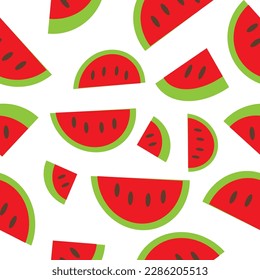 seamless pattern with repeat. watermelon on white background, replete watermelon pattern image design for fabric printing