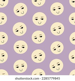 Seamless pattern, repeatable background. Funny girl visage.