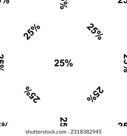 Nahtloses Muster wiederholter schwarzer 25-prozentiger Symbole. Die Elemente sind gleichmäßig verteilt und einige werden gedreht. Vektorgrafik auf weißem Hintergrund