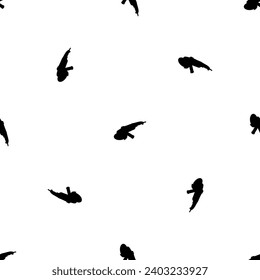Seamless pattern of repeated black angle grinder symbols. Elements are evenly spaced and some are rotated. Vector illustration on white background