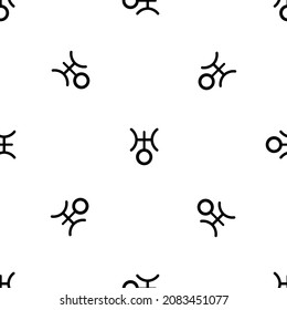 Seamless pattern of repeated black astrological uranus symbols. Elements are evenly spaced and some are rotated. Vector illustration on white background