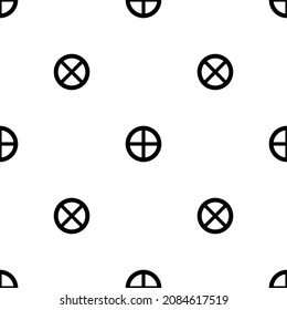 Seamless pattern of repeated black astrological earth symbols. Elements are evenly spaced and some are rotated. Vector illustration on white background