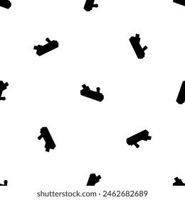 Seamless pattern of repeated black carpentry planer symbols. Elements are evenly spaced and some are rotated. Vector illustration on white background