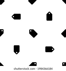 Patrón incomparable de símbolos de etiqueta de descuento en negro repetidos. Los elementos están separados por igual y algunos rotan. Ilustración del vector sobre fondo blanco