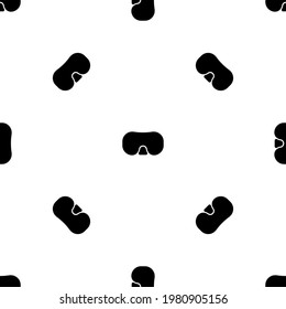 Seamless pattern of repeated black diving goggles symbols. Elements are evenly spaced and some are rotated. Vector illustration on white background