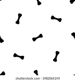 Seamless pattern of repeated black dog bone symbols. Elements are evenly spaced and some are rotated. Vector illustration on white background