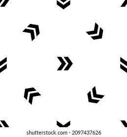 Seamless pattern of repeated black double arrow symbols. Elements are evenly spaced and some are rotated. Vector illustration on white background