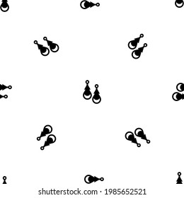 Seamless pattern of repeated black earrings symbols. Elements are evenly spaced and some are rotated. Vector illustration on white background